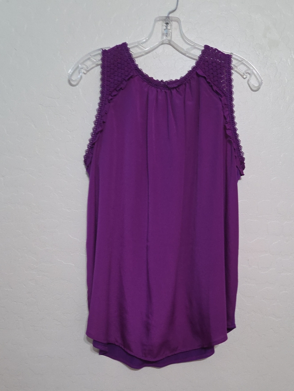 Purple Crochet-Trim Sleeveless Camisole